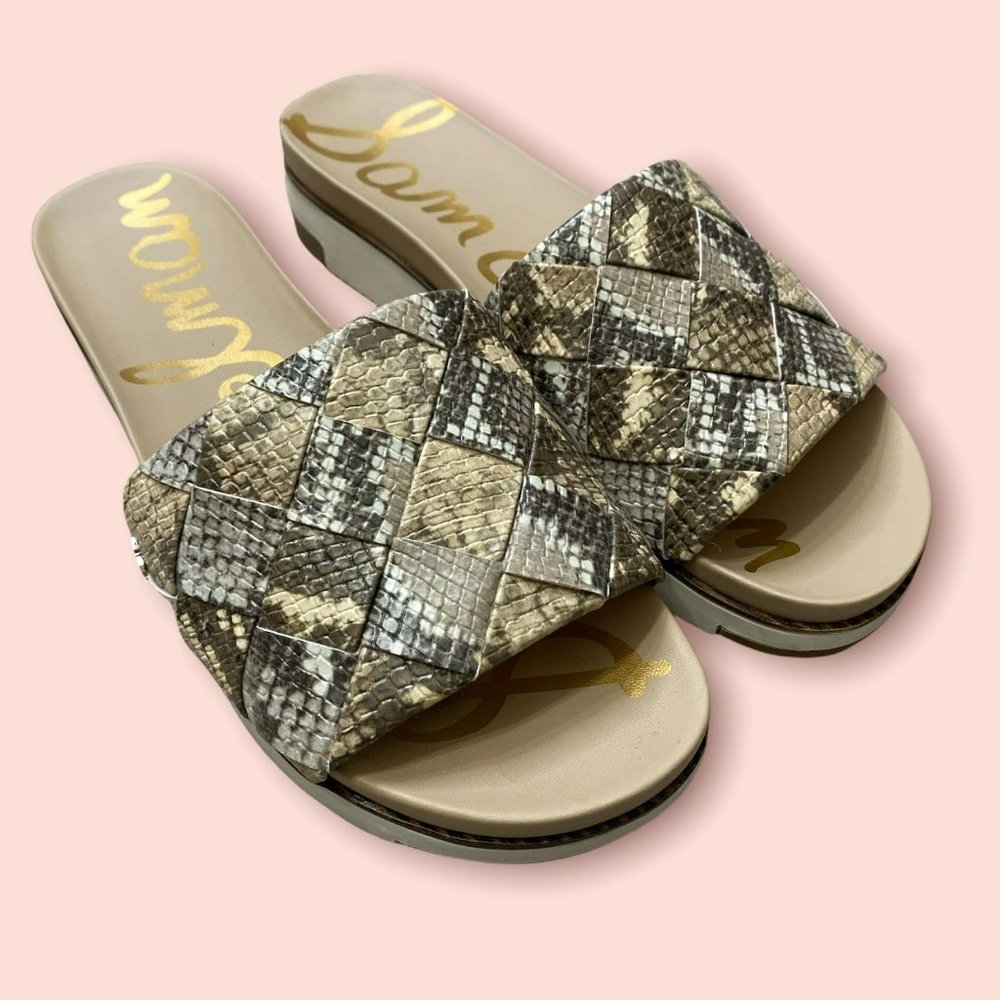 Sam Edelman Snake Print Sandals - Brown and Tan